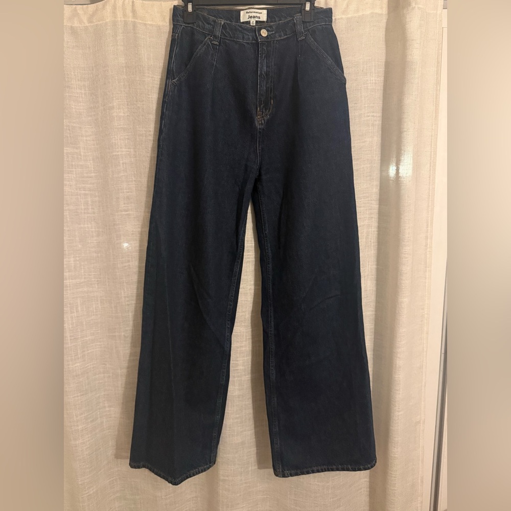 Reformation Women’s Deep Indigo Wide Leg Jeans